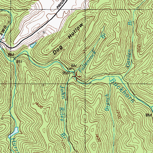 Topographic Map of John Riley Branch, KY
