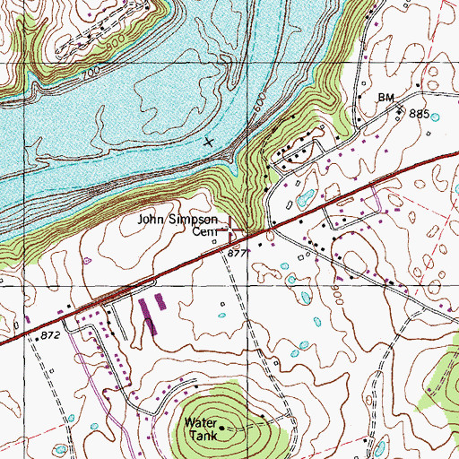 Topographic Map of John Simpson Cemetery, KY