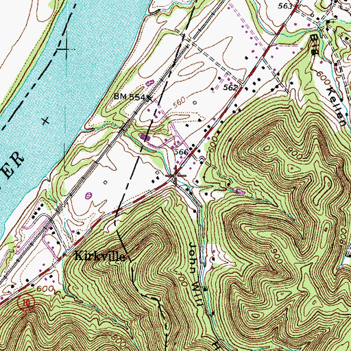 Topographic Map of John Will Hollow, KY