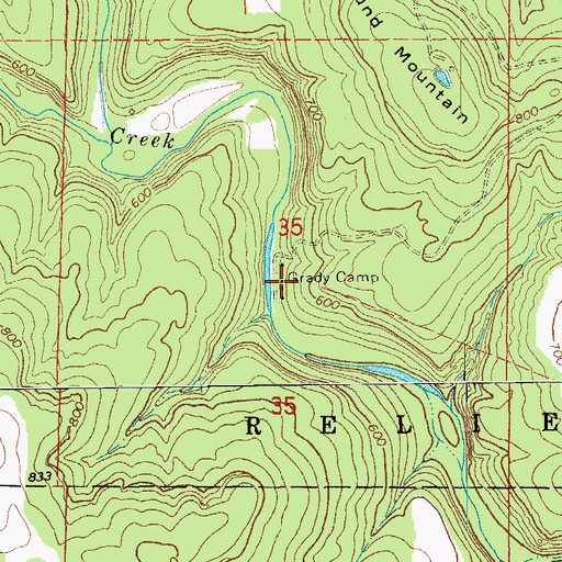 Topographic Map of Grady Camp, AR