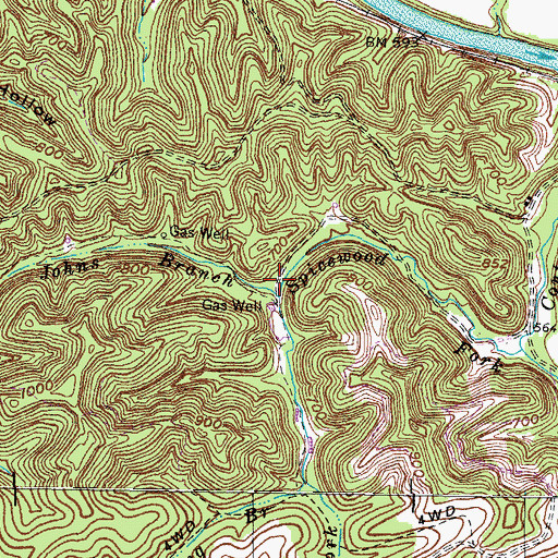 Topographic Map of Johns Branch, KY