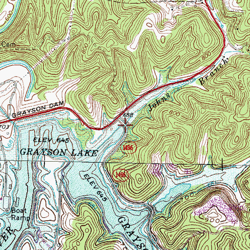 Topographic Map of Johns Branch, KY