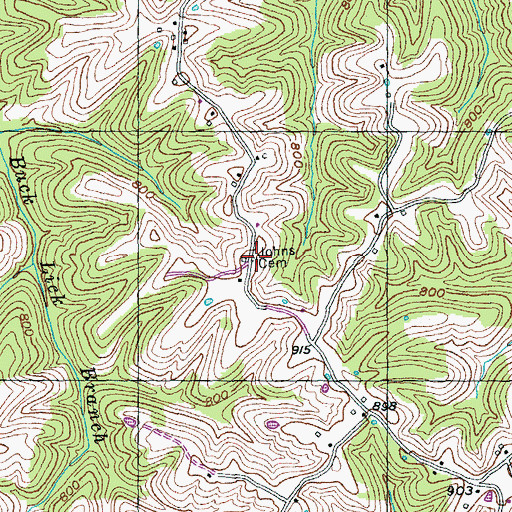 Topographic Map of Johns Cemetery, KY