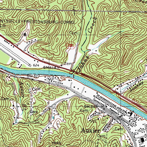 Topographic Map of Johns Creek, KY