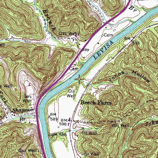 Topographic Map of Johns Hollow, KY