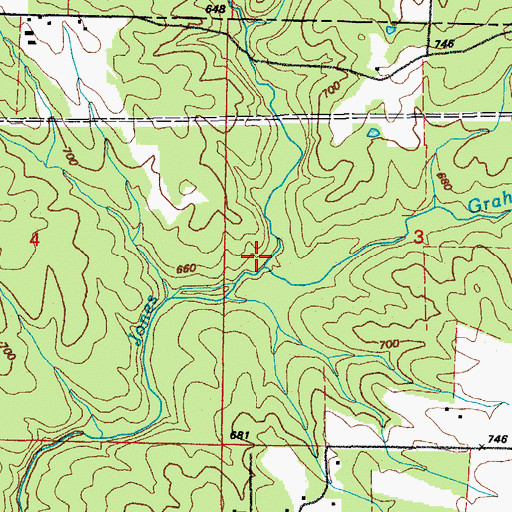 Topographic Map of Graham Branch, AR