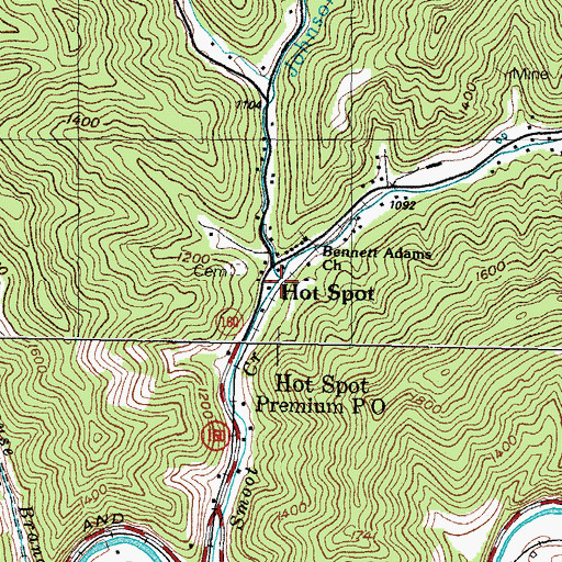 Topographic Map of Johnson Branch, KY