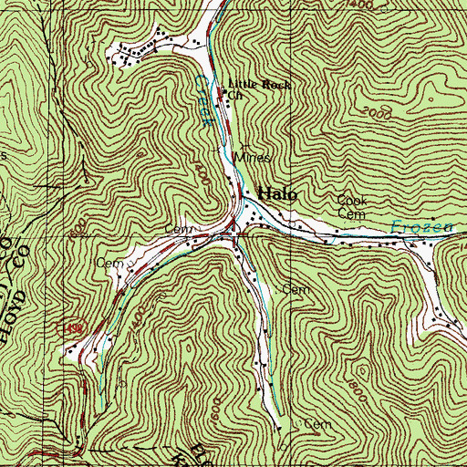 Topographic Map of Johnson Branch, KY