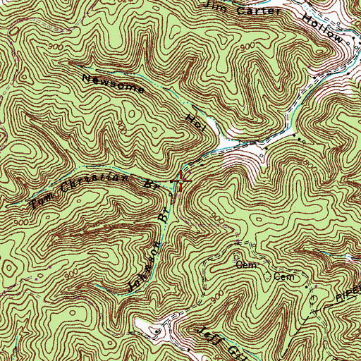 Topographic Map of Johnson Branch, KY