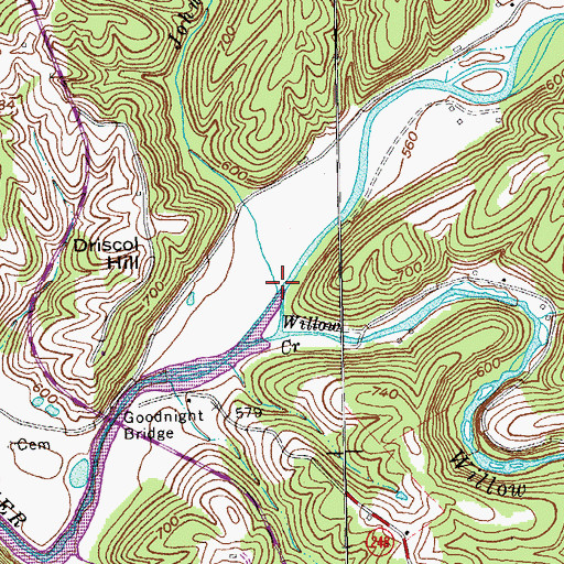 Topographic Map of Johnson Branch, KY