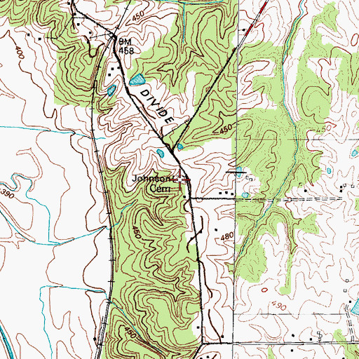 Topographic Map of Johnson Cemetery, KY