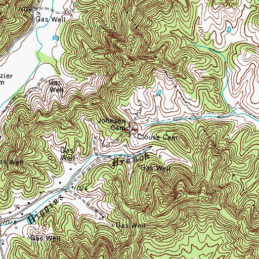 Topographic Map of Johnson Cemetery, KY