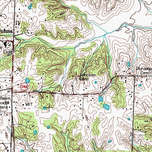 Topographic Map of Johnson Cemetery, KY