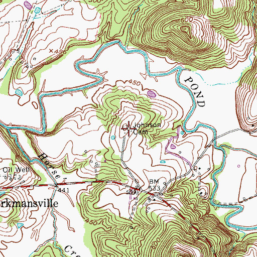 Topographic Map of Johnson Cemetery, KY