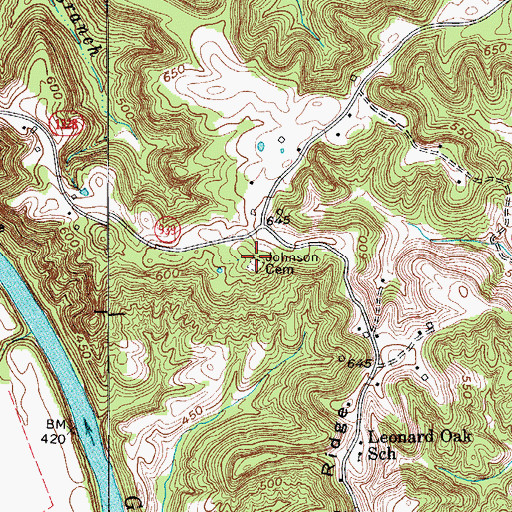 Topographic Map of Johnson Cemetery, KY