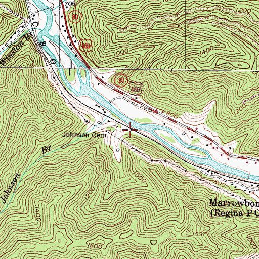 Topographic Map of Johnson Cemetery, KY