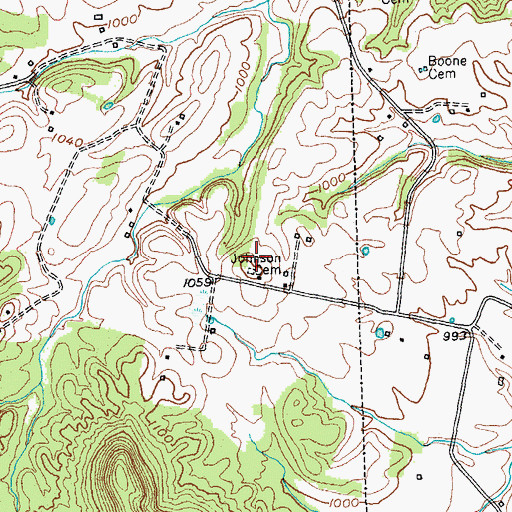 Topographic Map of Johnson Cemetery, KY