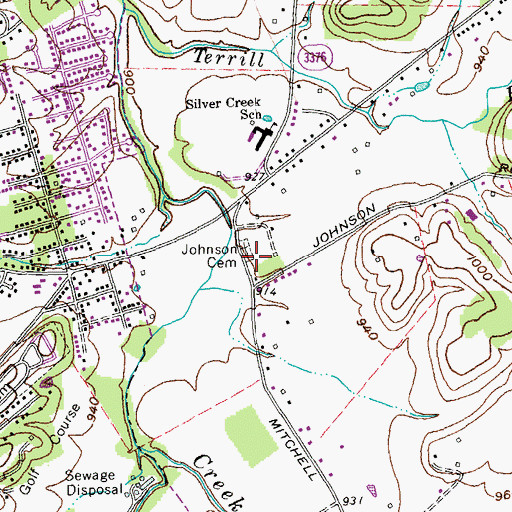Topographic Map of Johnson Cemetery, KY