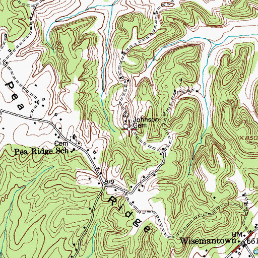 Topographic Map of Johnson Cemetery, KY