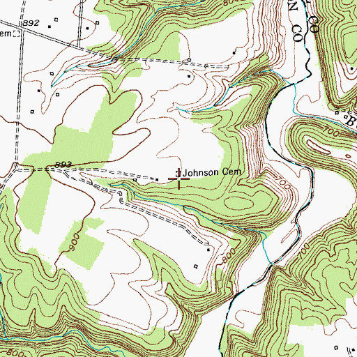Topographic Map of Johnson Cemetery, KY