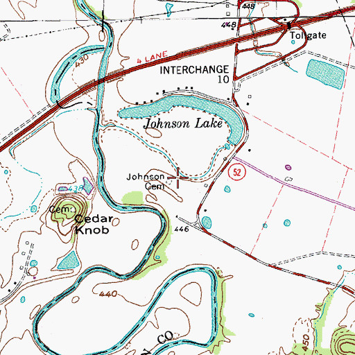 Topographic Map of Johnson Cemetery, KY