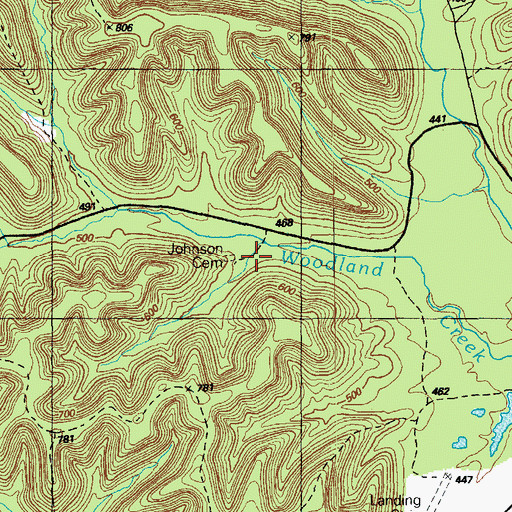 Topographic Map of Johnson Cemetery, KY