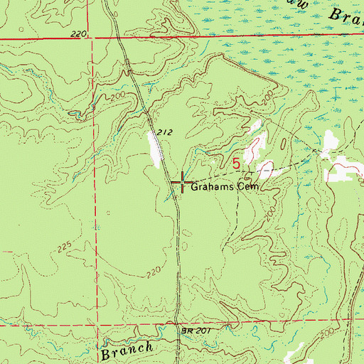 Topographic Map of Grahams Cemetery, AR