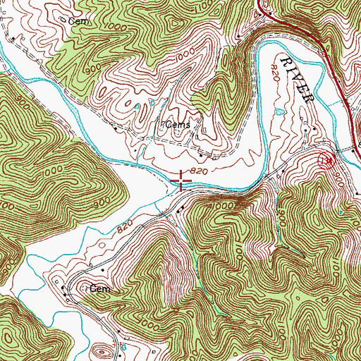 Topographic Map of Johnson Creek, KY