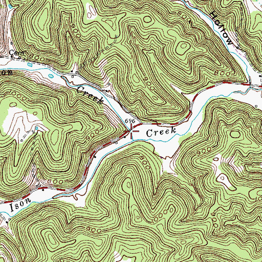 Topographic Map of Johnson Creek, KY