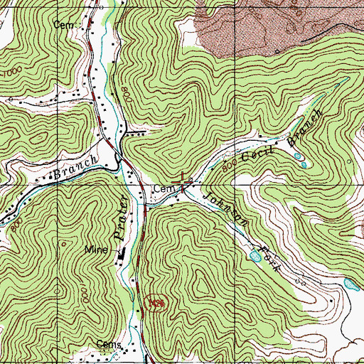 Topographic Map of Johnson Fork, KY