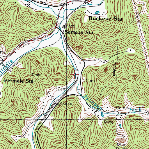 Topographic Map of Johnson Fork, KY