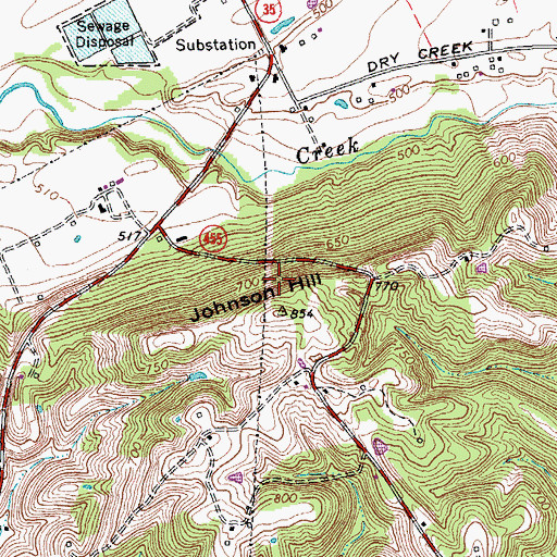 Topographic Map of Johnson Hill, KY