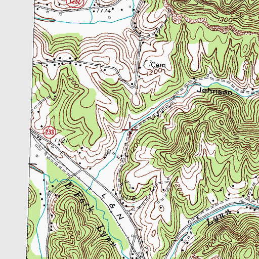 Topographic Map of Johnson Hollow, KY