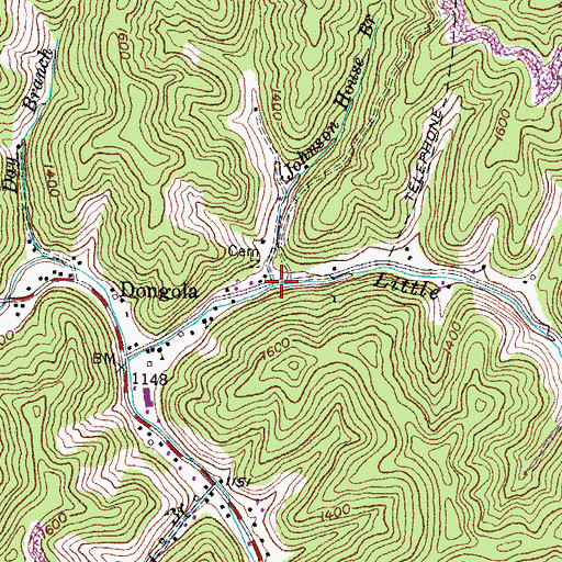 Topographic Map of Johnson House Branch, KY