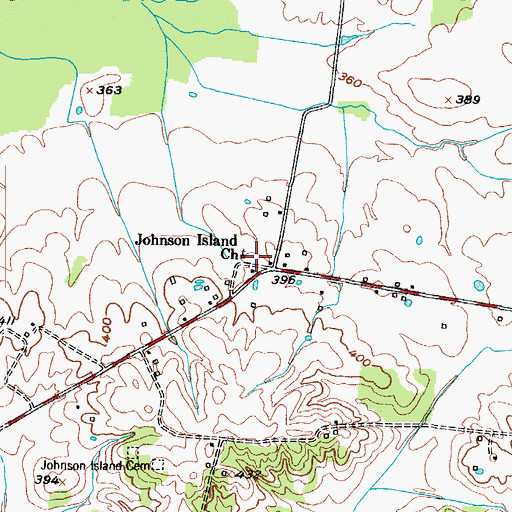 Topographic Map of Johnson Island Church, KY