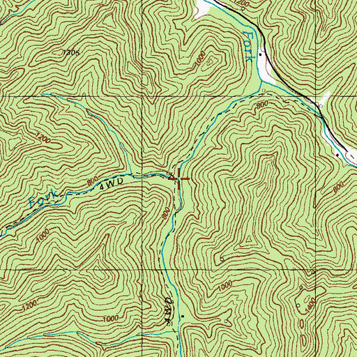 Topographic Map of Johnson Rockhouse Fork, KY