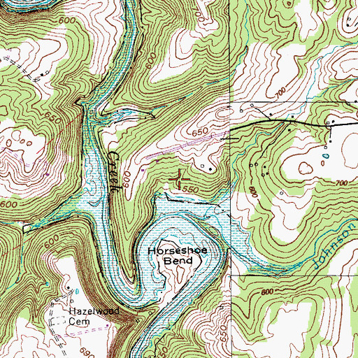 Topographic Map of Johnson School Branch, KY