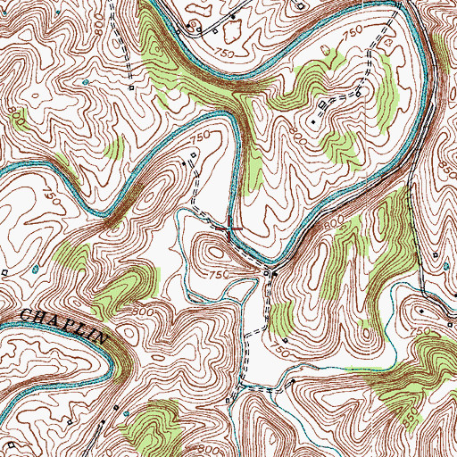 Topographic Map of Johnsons Creek, KY