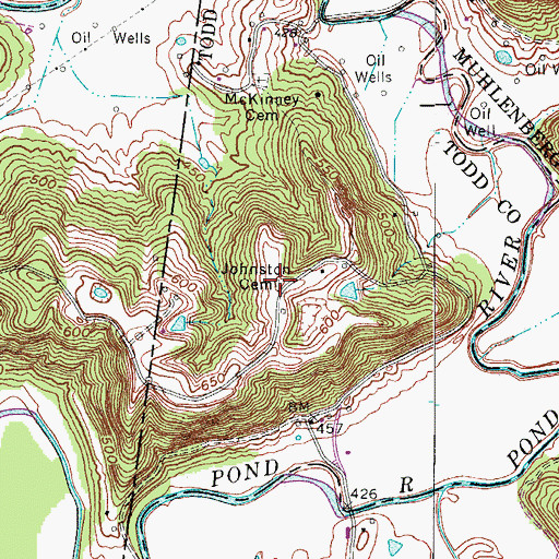 Topographic Map of Johnston Cemetery, KY