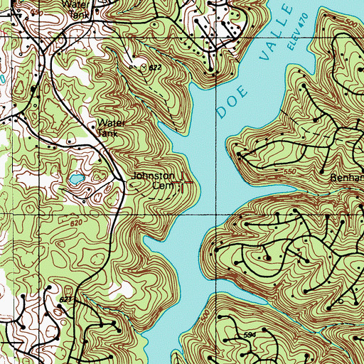 Topographic Map of Johnston Cemetery, KY