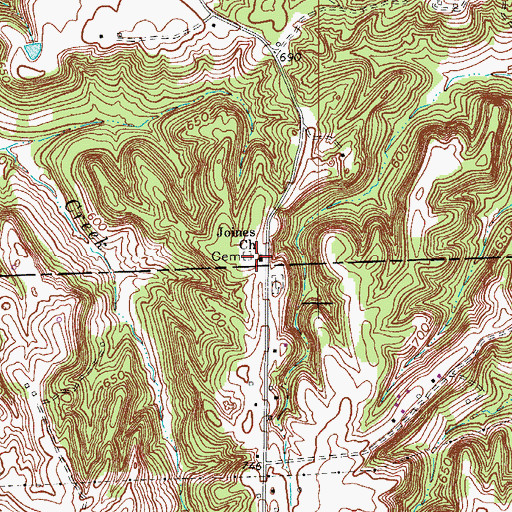 Topographic Map of Joines Church, KY