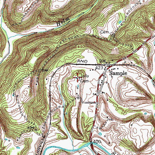 Topographic Map of Jolly Cemetery, KY