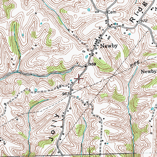 Topographic Map of Jolly Ridge, KY