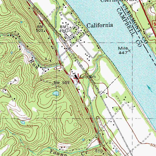 Topographic Map of A J Jolly Memorial School (historical), KY