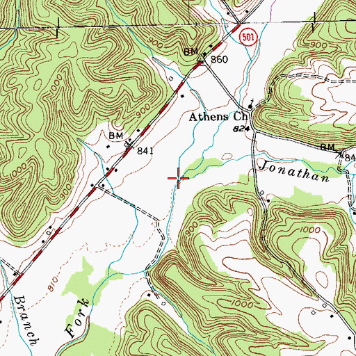 Topographic Map of Jonathan Fork, KY