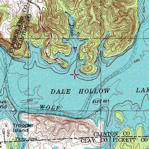 Topographic Map of Jones Branch, KY