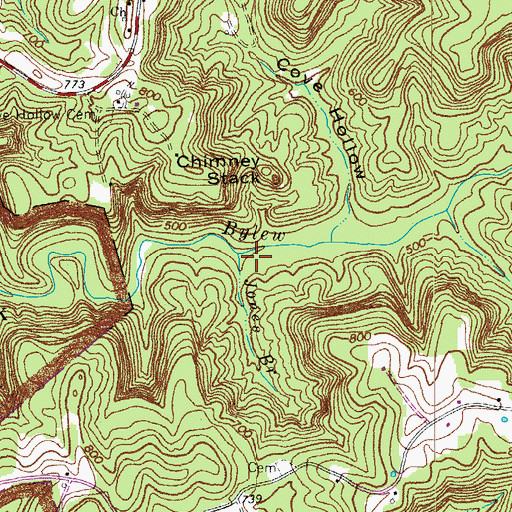 Topographic Map of Jones Branch, KY
