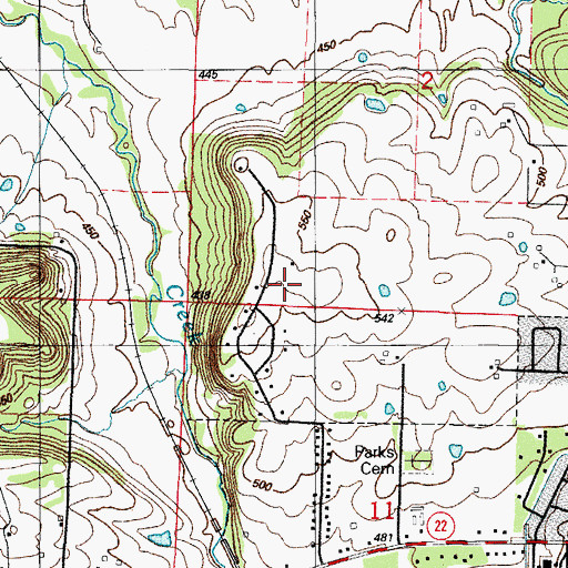Topographic Map of Grand Ridge, AR