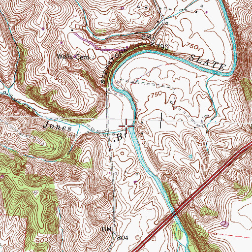 Topographic Map of Jones Branch, KY