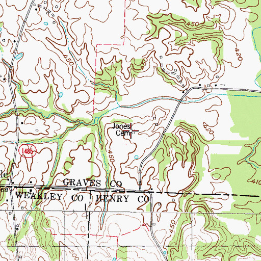 Topographic Map of Jones Cemetery, KY